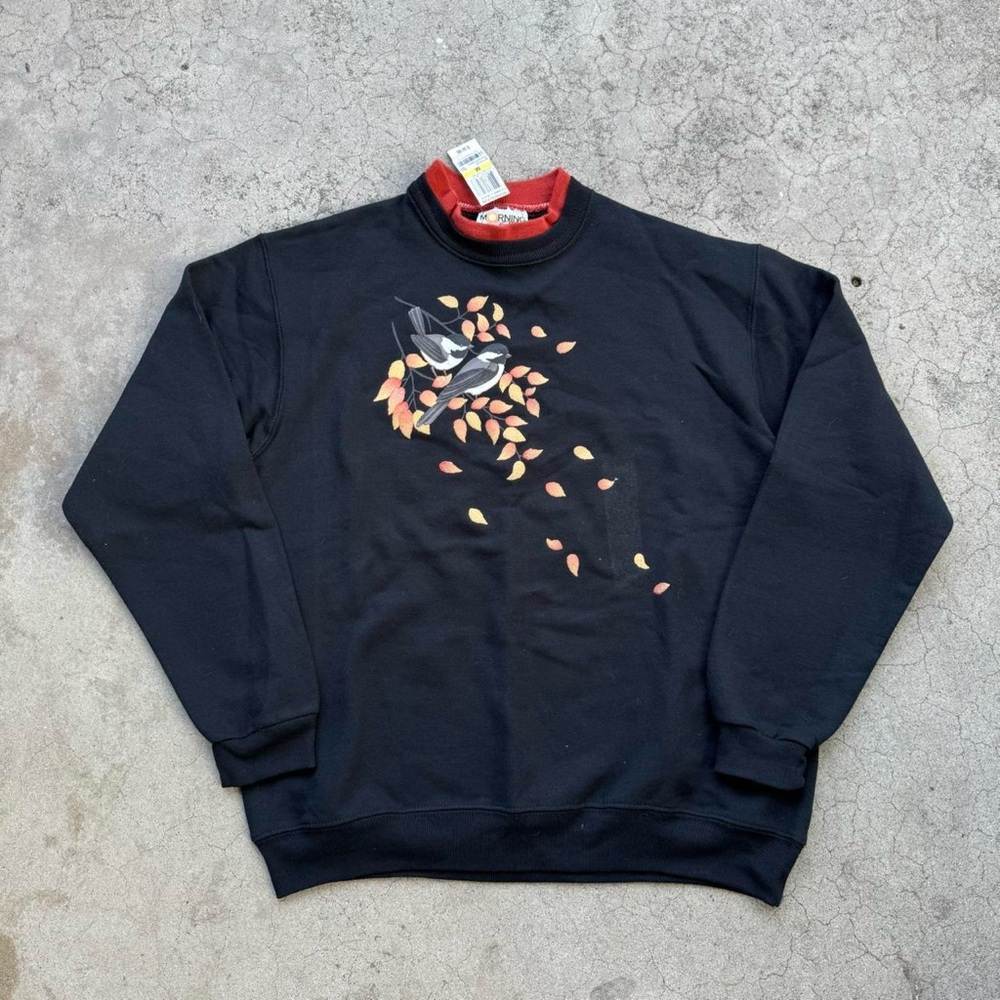 Vintage 90’s Deadstock Morning Sun Fall Autumn Leaves Birds Crewneck Sweater
